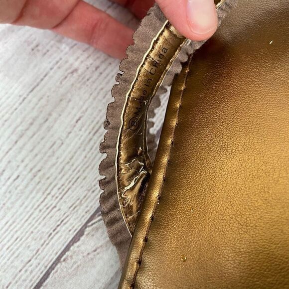 New York & Co new w/tags slip on ruffle strap flip flops bronze color women sz 8 - Picture 11 of 11